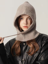 INS Winter Womens Hats Real Rabbit Fur Knitted Hooded Neck Collar Cap Beanie For Men Women One-Piece Hats Skullies Balaclava Cap