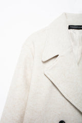 Winter Coat For Women 2024 Solid Lapel Double Breasted Long Cardigan Top Female Pokcet Streetwear Woman New In OuterCoat