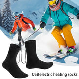 Winter Heated Socks Cold-Proof Skiing Sock Heating Warm Long Socks Breathable USB Heated Socks for Hiking Walking Outdoor Sports
