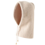 INS Winter Womens Hats Real Rabbit Fur Knitted Hooded Neck Collar Cap Beanie For Men Women One-Piece Hats Skullies Balaclava Cap