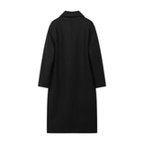 Winter Coat For Women 2024 Solid Lapel Double Breasted Long Cardigan Top Female Pokcet Streetwear Woman New In OuterCoat