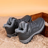 Winter Boots for Men New Waterproof PU Leather Warm Snow Ankle Boots Outdoor Warm plush Non-slip Work High-top Casual Shoes