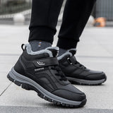 Winter Boots for Men New Waterproof PU Leather Warm Snow Ankle Boots Outdoor Warm plush Non-slip Work High-top Casual Shoes