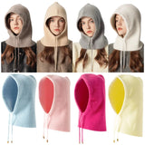INS Winter Womens Hats Real Rabbit Fur Knitted Hooded Neck Collar Cap Beanie For Men Women One-Piece Hats Skullies Balaclava Cap