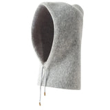 INS Winter Womens Hats Real Rabbit Fur Knitted Hooded Neck Collar Cap Beanie For Men Women One-Piece Hats Skullies Balaclava Cap