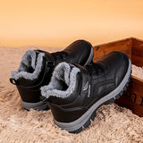 Winter Boots for Men New Waterproof PU Leather Warm Snow Ankle Boots Outdoor Warm plush Non-slip Work High-top Casual Shoes