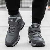 Winter Boots for Men New Waterproof PU Leather Warm Snow Ankle Boots Outdoor Warm plush Non-slip Work High-top Casual Shoes