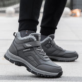 Winter Boots for Men New Waterproof PU Leather Warm Snow Ankle Boots Outdoor Warm plush Non-slip Work High-top Casual Shoes